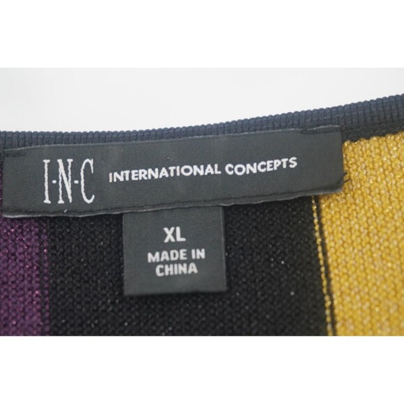 INC Metallic Striped Sweater Multicolor Sparkle Knit Crewneck Pullover Size XL - Picture 9 of 9
